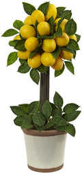 Faux lemon ball topiary arrangement