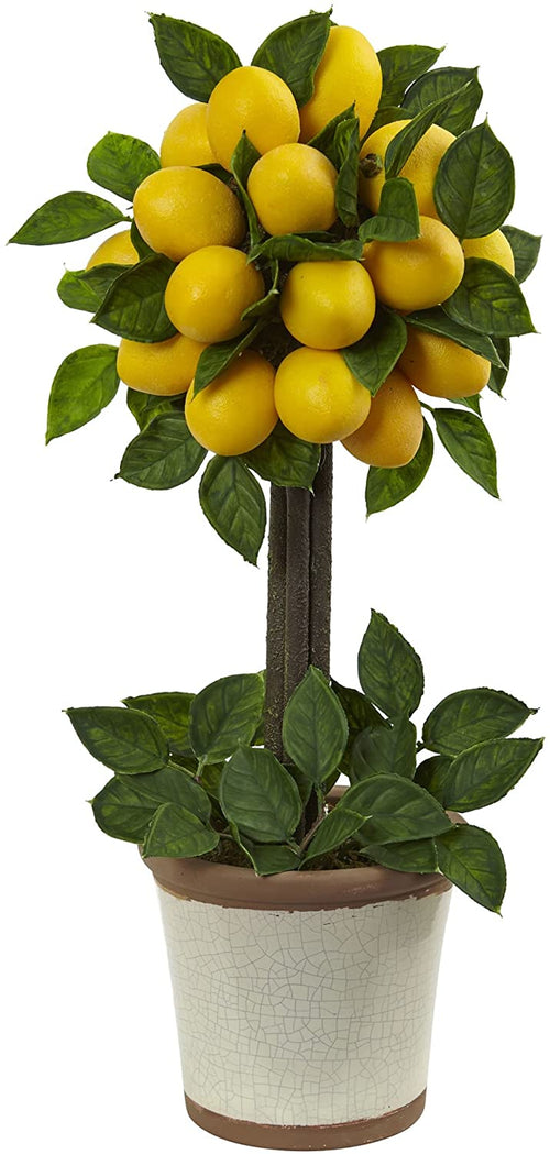Faux lemon ball topiary arrangement