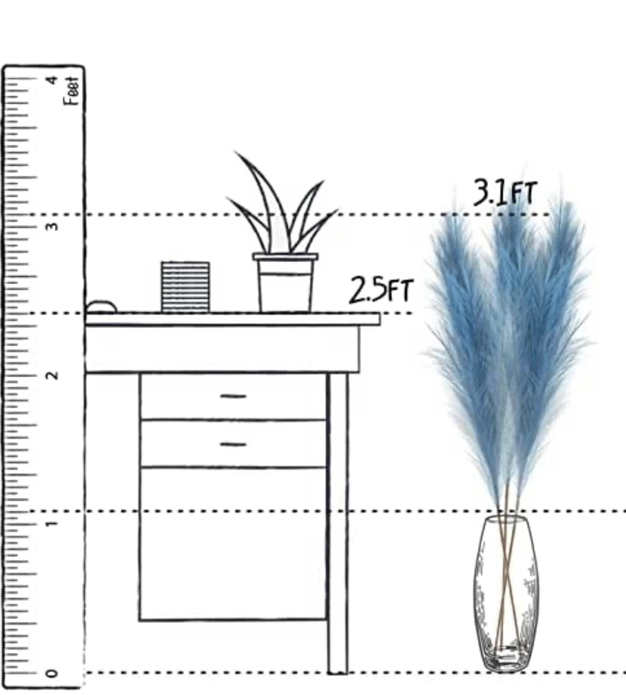 Faux pampas grass styled in a room